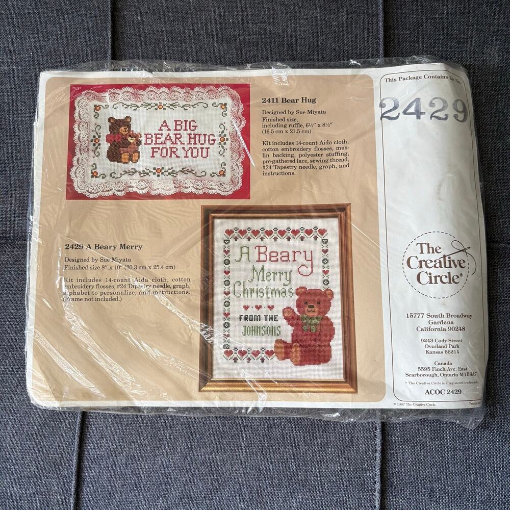 Beary Merry Christmas Vintage Counted Cross Stitch Kit The Creative Circle 1987